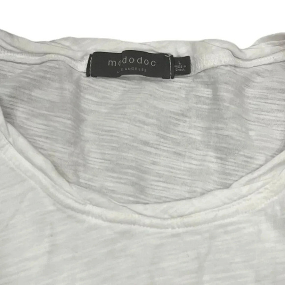 Mododoc White Long Sleeve Ruched Side Detail Tee L - Picture 3 of 3